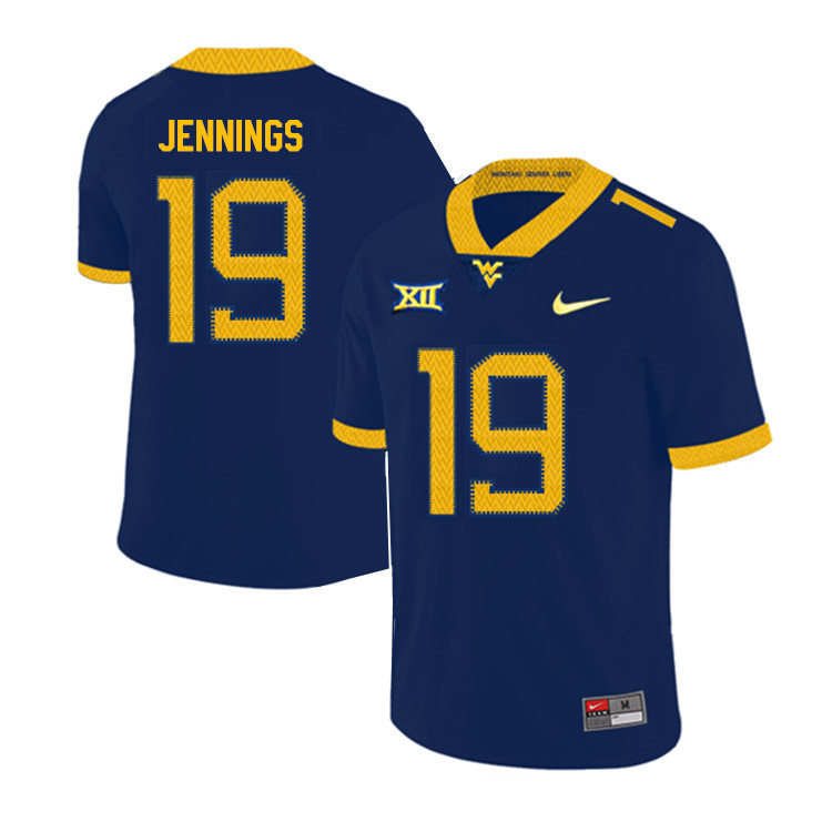 NCAA Men's Ali Jennings West Virginia Mountaineers Navy #19 Nike Stitched Football College 2019 Authentic Jersey MB23B74JZ